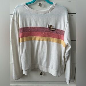 RIP CURL Ladies Women’s Size Small Cream & Peach Orange Rust Stripes Swe…